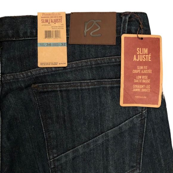 Perry Ellis‎ Premium Denim Medium Indigo Stretch Jeans Slim Fit Size 36/3… - Picture 3 of 7